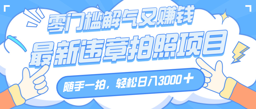 解气又赚钱的项目,随手一拍,轻松收入3000+,最新违章拍照赚钱