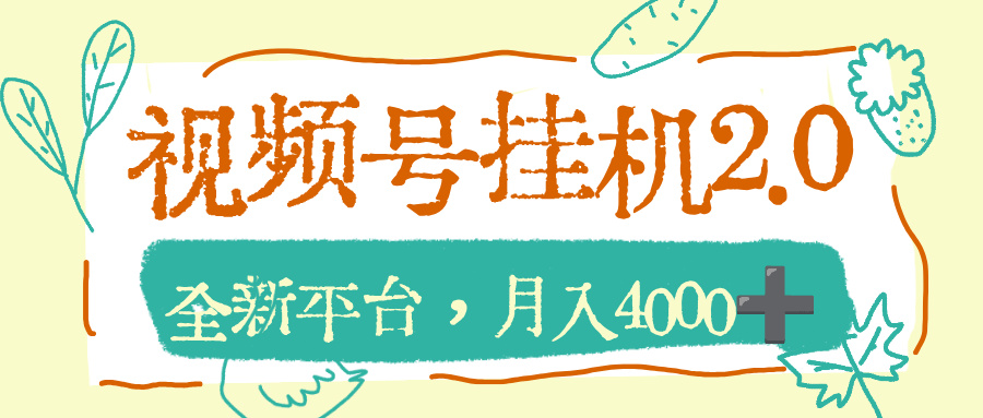 视频号挂机 2.0 玩儿法，全新平台，月入 4000+