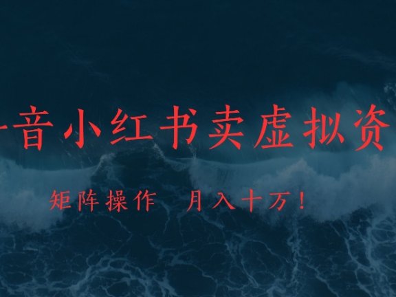 抖音小红书卖虚拟资料矩阵操作、月入十万!